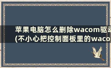 苹果电脑怎么删除wacom驱动(不小心把控制面板里的wacom驱动弄没了, 请问还能怎么样干净的卸载wacom驱动)